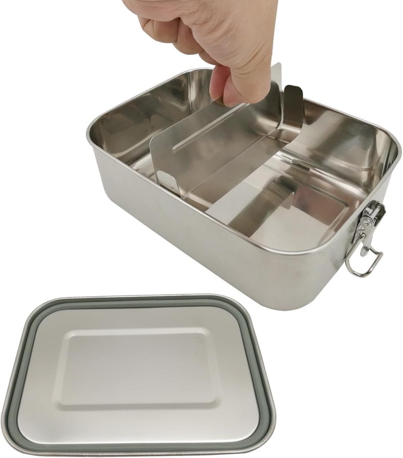 UPTRUST Leak Proof Stainless Steel Lunch Food Container, 1200ML/40oz Large Bento Boxes Metal Lunch Box for Kids or Adults - Lockable Clips Adjustable Divider included - Image 5